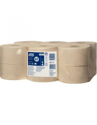 Lot de 12 rouleaux papier hygiénique JUMBO T2 2 plis naturel les muscles