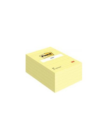 Lot de 6 Blocs de 100 feuilles post it notes repositionnables 102 x 152 mm ligné coloris jaune france